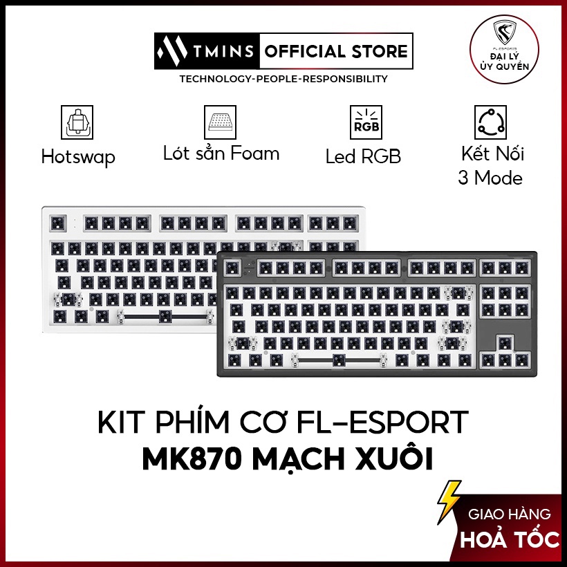 Bộ KIT Bàn phím cơ custom FL Esport MK870 mạch xuôi 3 Mode Hotswap RGB - Hàng chính hãng - Bảo hành 12 tháng