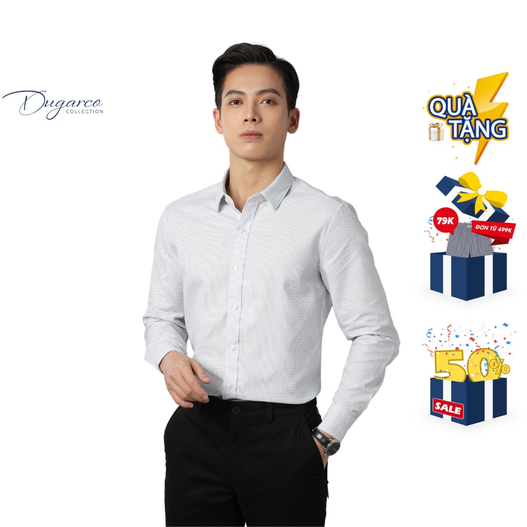 Áo sơ mi trơn nam DUGARCO dài tay cotton công sở nam, vải cotton mềm mịn 228SM104