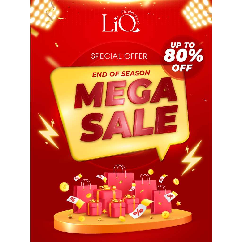 Decal dán kính Poster Sale, End of Year, Mega Sale