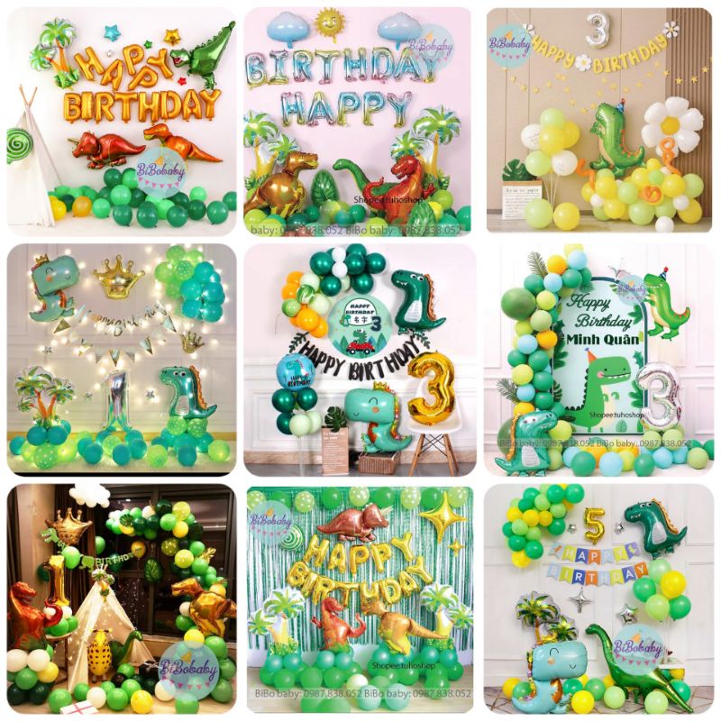 Sét bóng trang trí sinh nhật cho bé trai chủ đề khủng long - BiBo baby