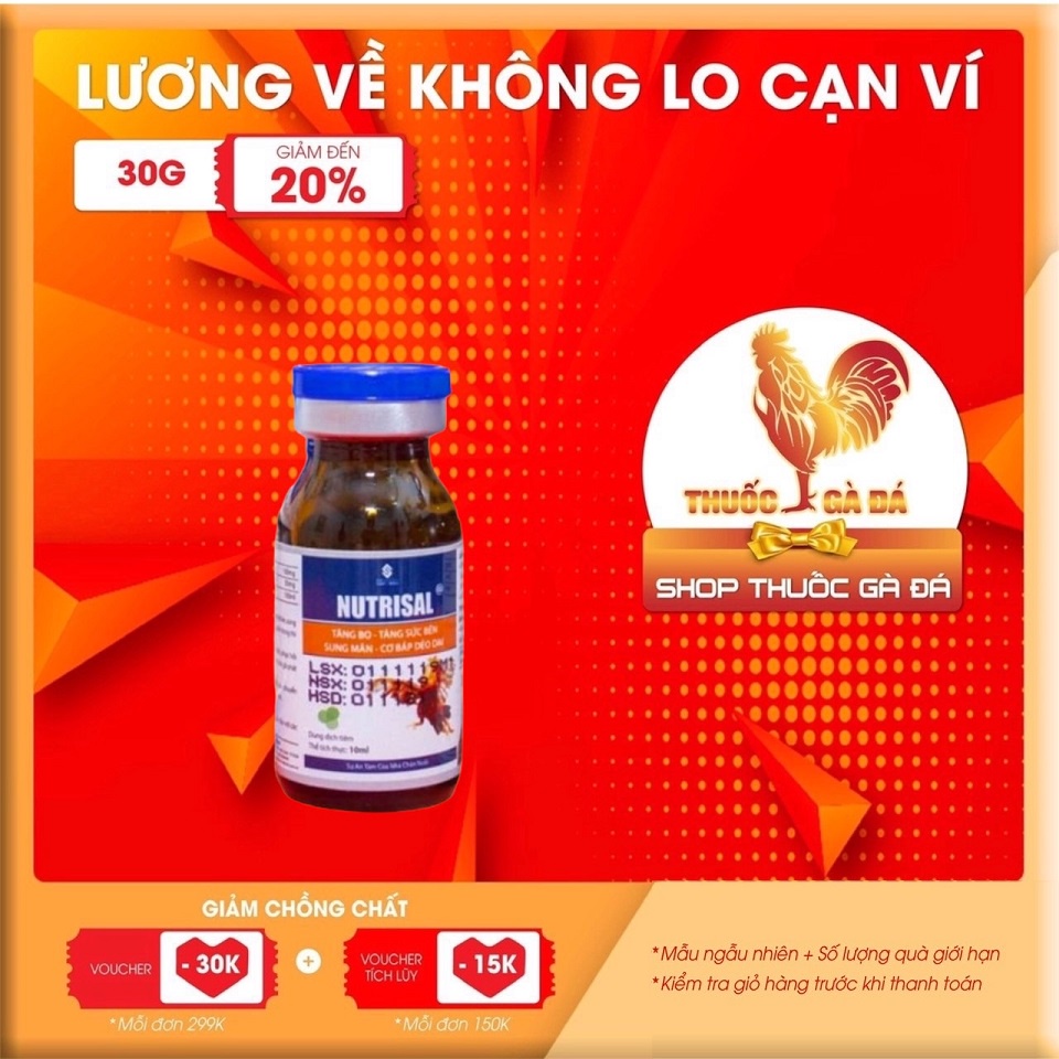 NUTRISAL TĂNG BO - TĂNG CƠ CHO GÀ ĐÁ - 1 LỌ 10 ML