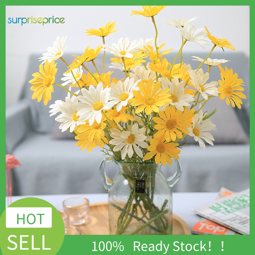 Bó Hoa Cúc Giả 5 Bông Bằng Lụa Chống Tia UV Nhiều Màu Trang Trí Nhà Cửa
