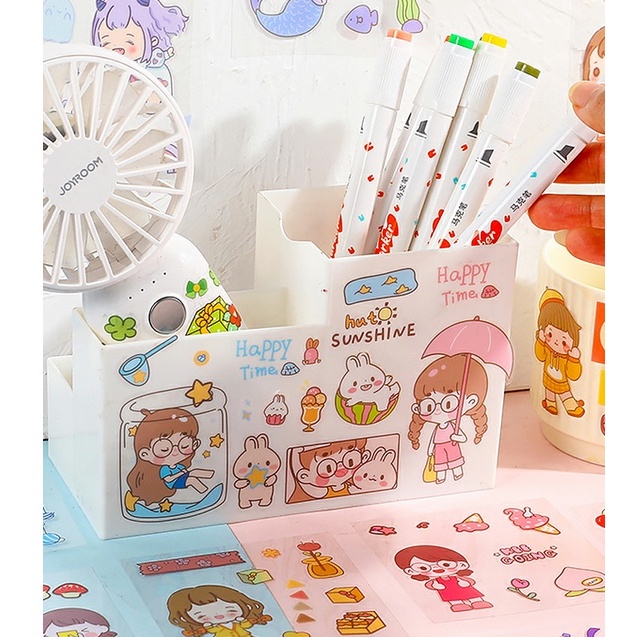 Hộp 900 miếng dán sticker dễ thương chống thấm nước trang trí sổ tay