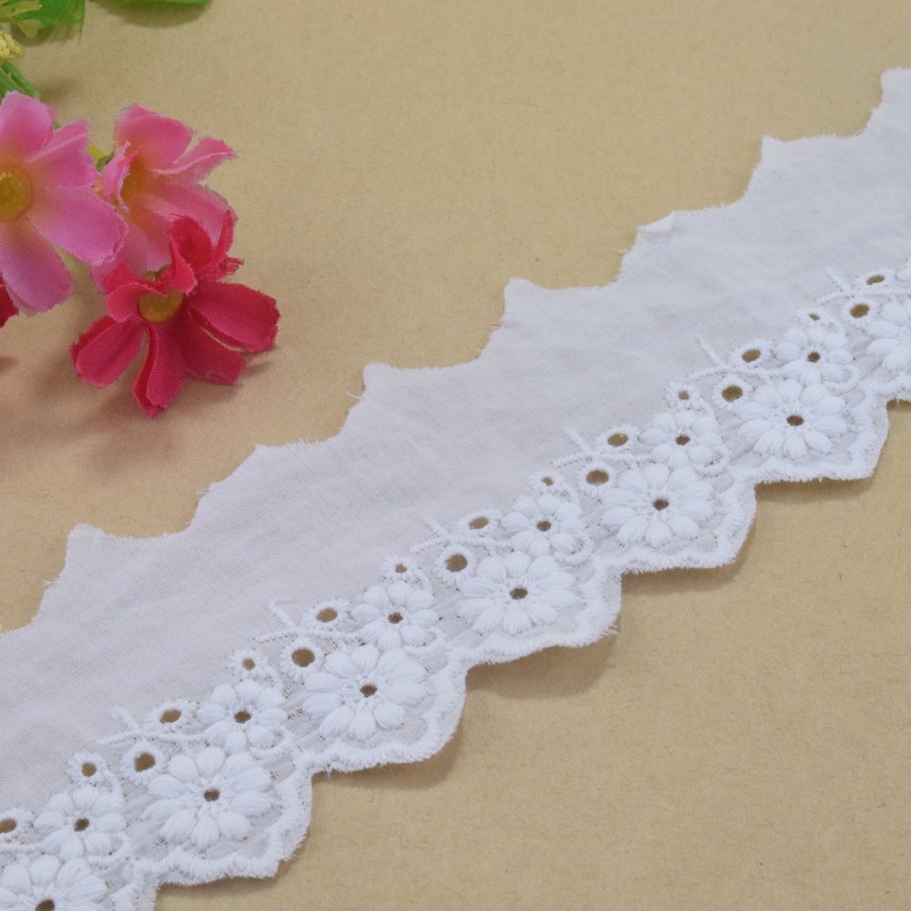 Cuộn Ren Ruy Băng mini Rộng 100% cotton Rộng 5cm Dùng Trang Trí Đầm diy 4210