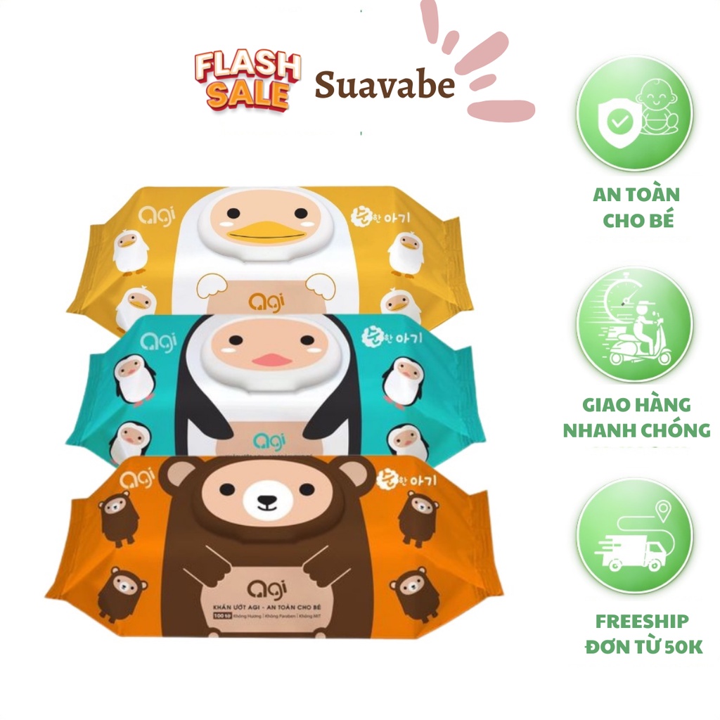Khăn giấy ướt Agi không hương 100 tờ