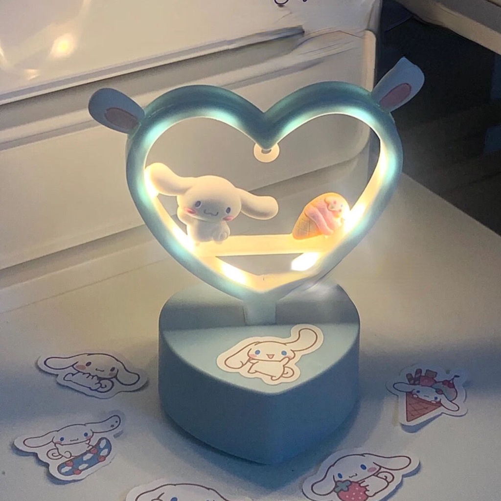 Sanrio Đồ Chơi Đèn Ngủ Để Bàn Mymelody Led Nghệ Thuật Hình Thỏ Cinnamoroll Tình Yêu Lãng Mạn Diy