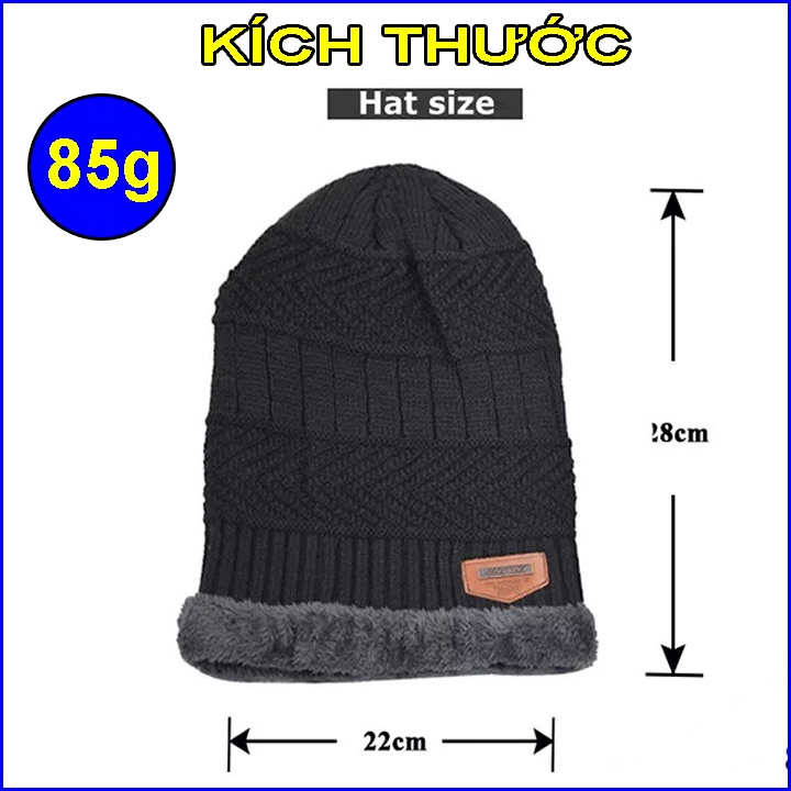 Mũ len kèm khăn lót lông nam nữ bộ khăn nón len siêu ấm che mặt che cổ Mùa đông