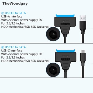 Thewoodgay sata to usb 3.0 2.0/type-c adapter for 2.5/3.5 inch external hdd sdd hard drive disk external connector drive line converter en
