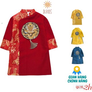 [9-52kg] Áo Dài Cách Tân Cho Bé Trai Họa Tiết Rồng Thêu Chỉ Vân Chất Gấm Dệt Nổi Thượng Hải Cao Cấp Size Đại
