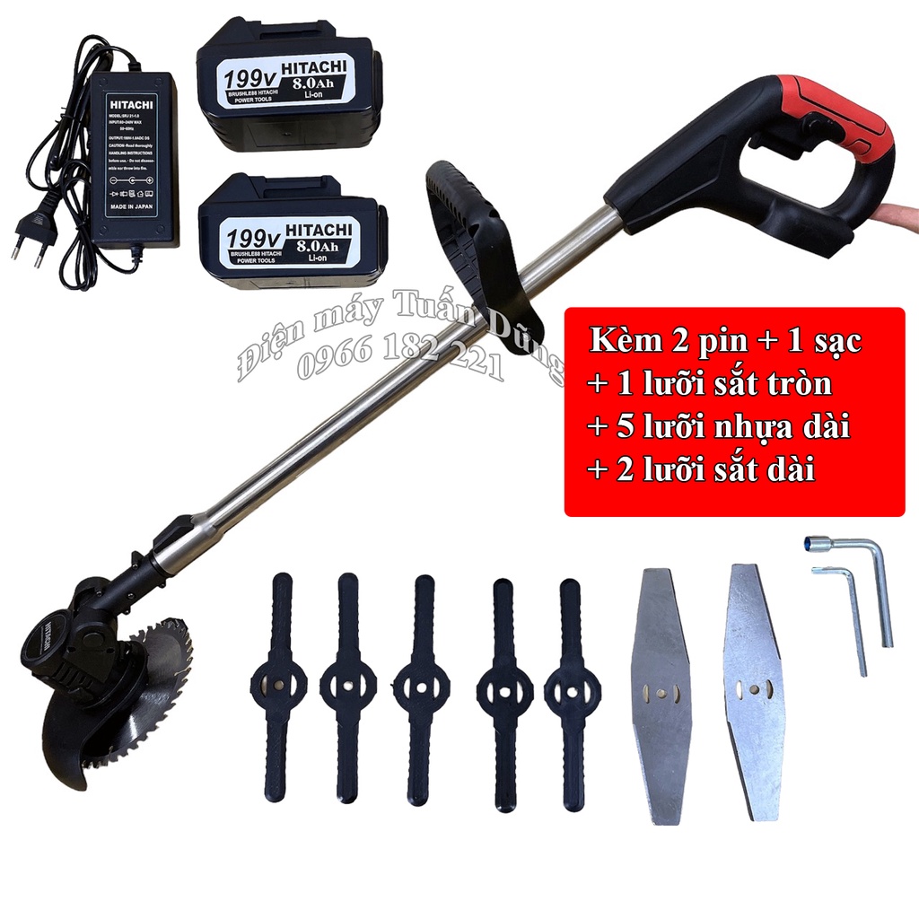 Máy cắt cỏ cầm tay dùng pin Hitachi 199V 8.0Ah Tiện dụng cho dọn cỏ vườn