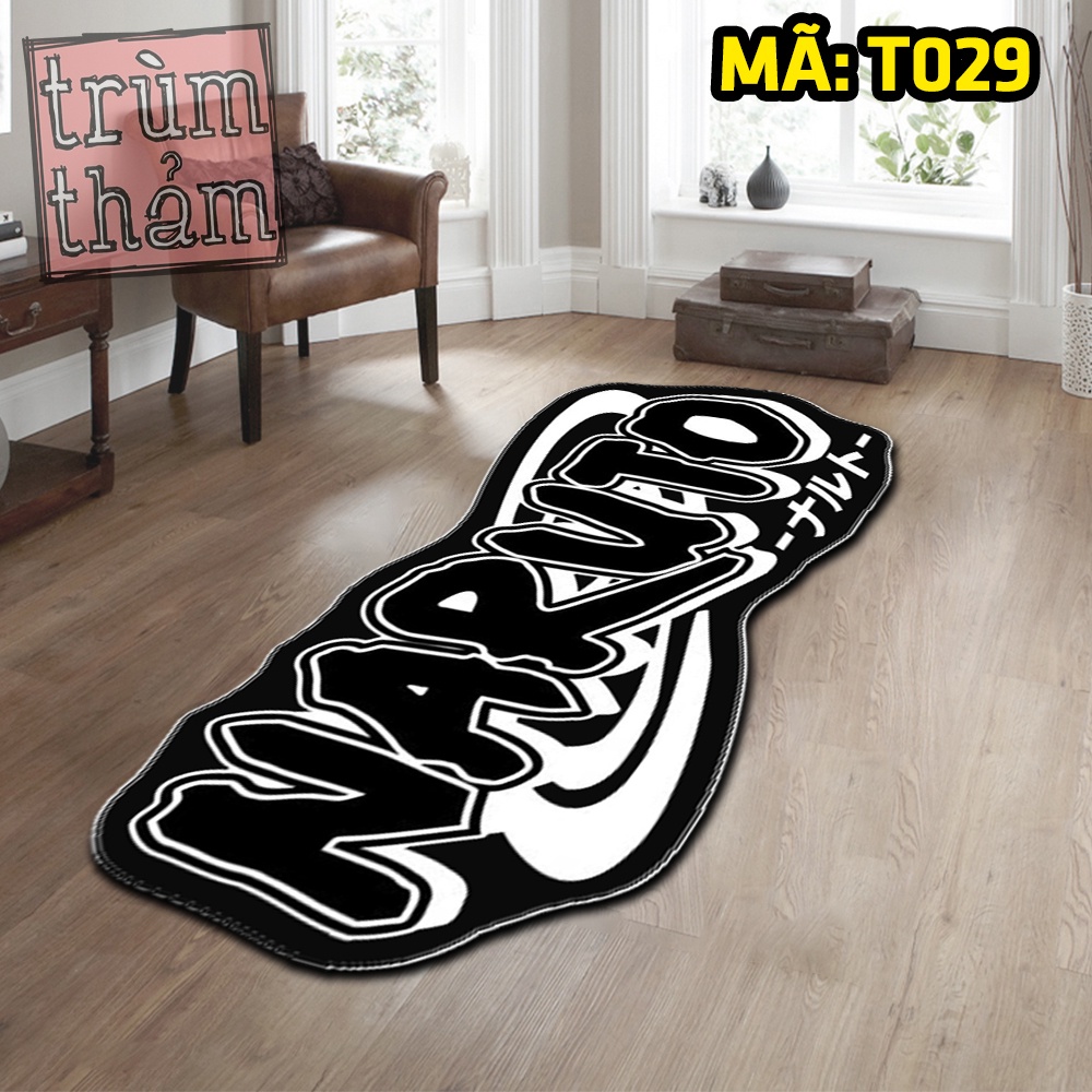 Thảm Trang Trí naruto đen trắng logo Decor Góc Học Tập Làm Việc Phòng Ngủ Phòng Khách Văn Phòng