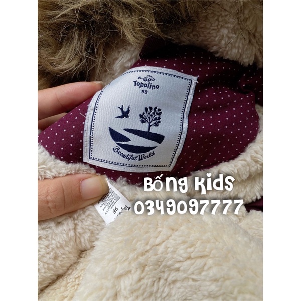Áo Parka Bé Gái Kaki Lót Cừu Đỏ Đô Topolino