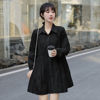 Đầm sơ mi bigsize babydoll cài cúc cổ sơ mi mã đầm sơ mi