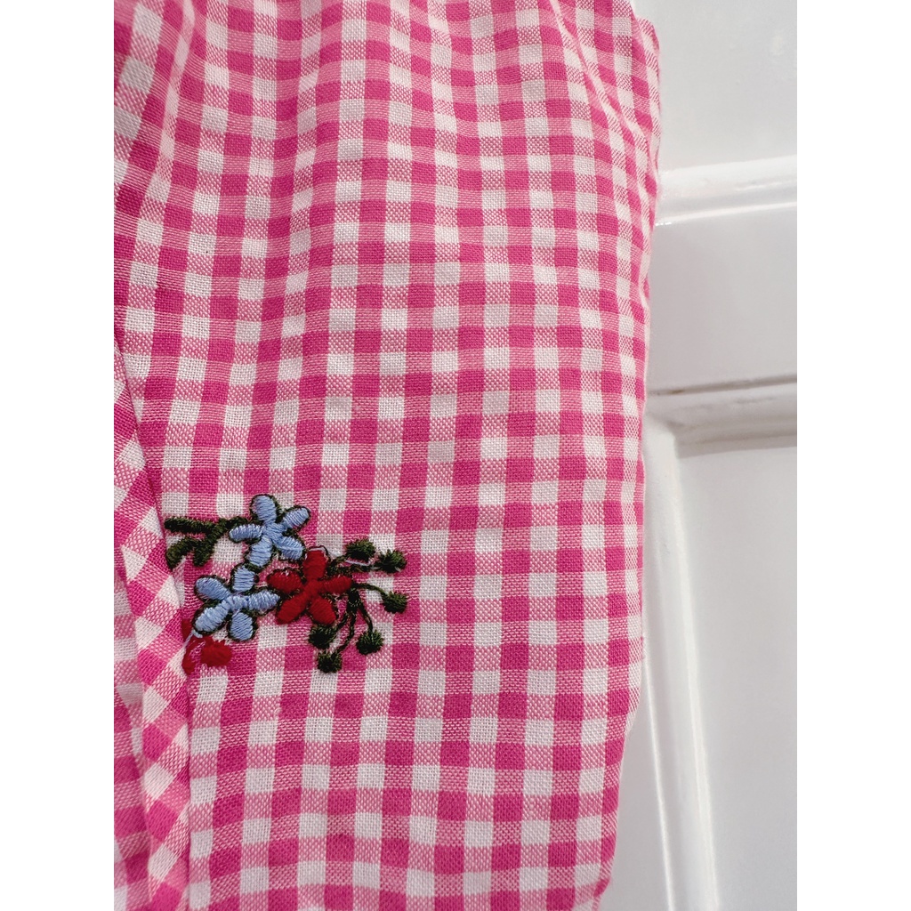 Áo croset hoạ tiết caro hồng Candy Top Gem Clohting SP060744