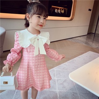 Váy bé gái-Váy đầm cổ nơ tiểu thư mặc mùa xuân,mùa hè