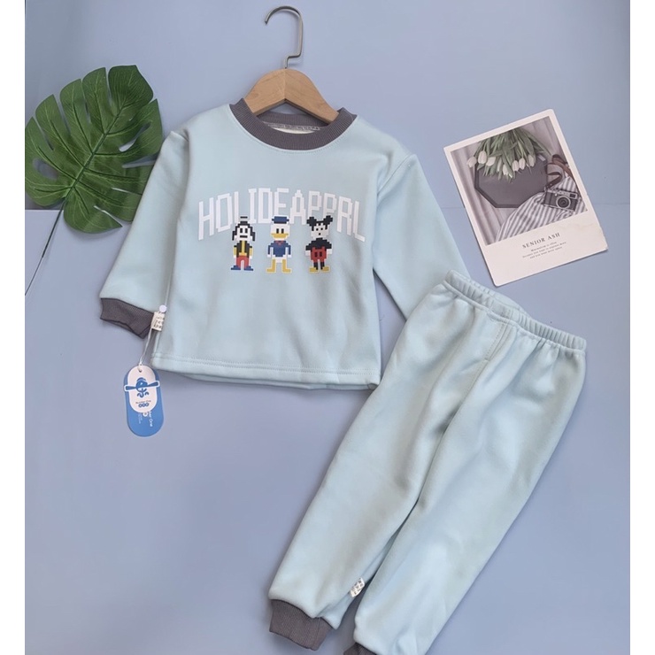 Bộ nỉ lót lông cho bé trai, bé gái, nỉ dày cho bé size 90 - 120