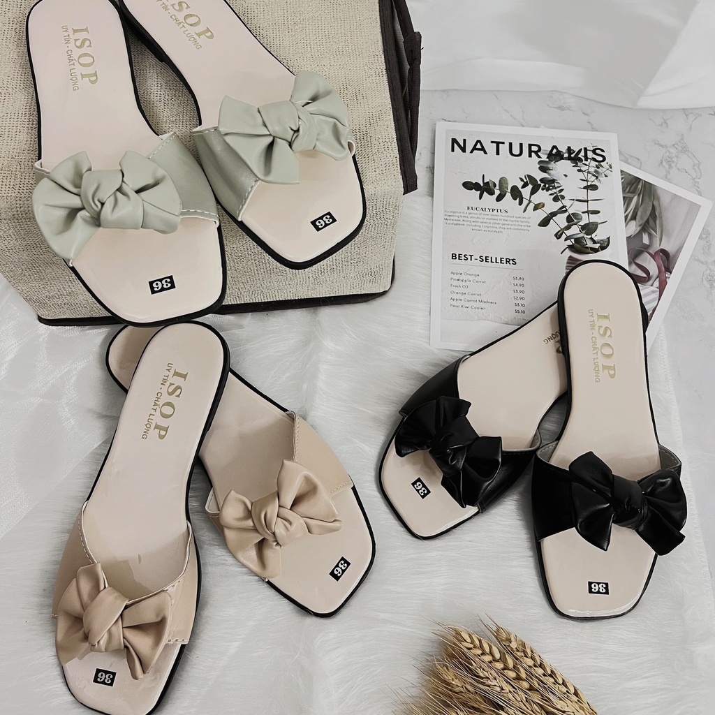 Dép lê Nữ quai Ngang Nơ Hàng đẹp, nhiều màu đủ size Ảnh thật Y hình Shop miqu.buotique