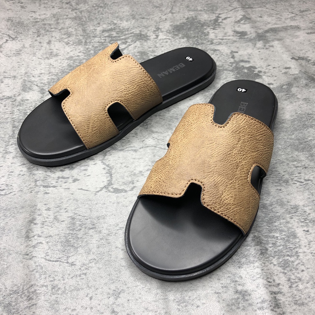 Dép nam quai ngang Beman BM2,da sần cao cấp,đế êm và ôm chân,form dáng dễ phối đồ,phù hợp mang hàng ngày