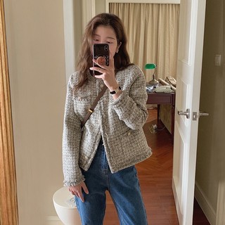 Áo khoác dạ Tweed xám