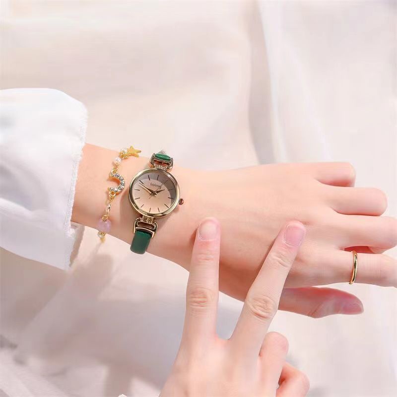 Đồng Hồ Analog Máy Quartz Mặt Nhỏ Dây Mảnh Sang Trọng Phong Cách Retro Cho Nữ