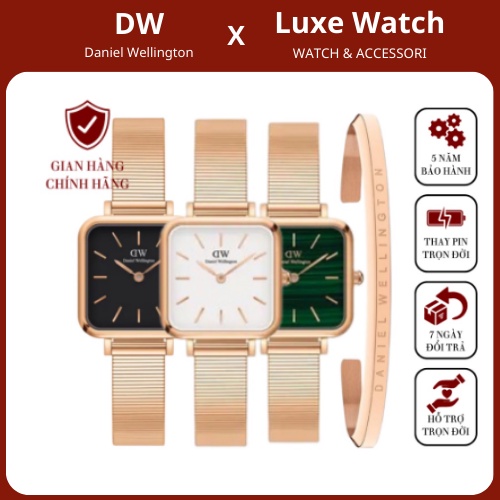 Đồng Hồ Nữ Daniel Welinton Quadro Studio Melrose & Vòng Tay Classic Cuff V1 - Luxe Watch