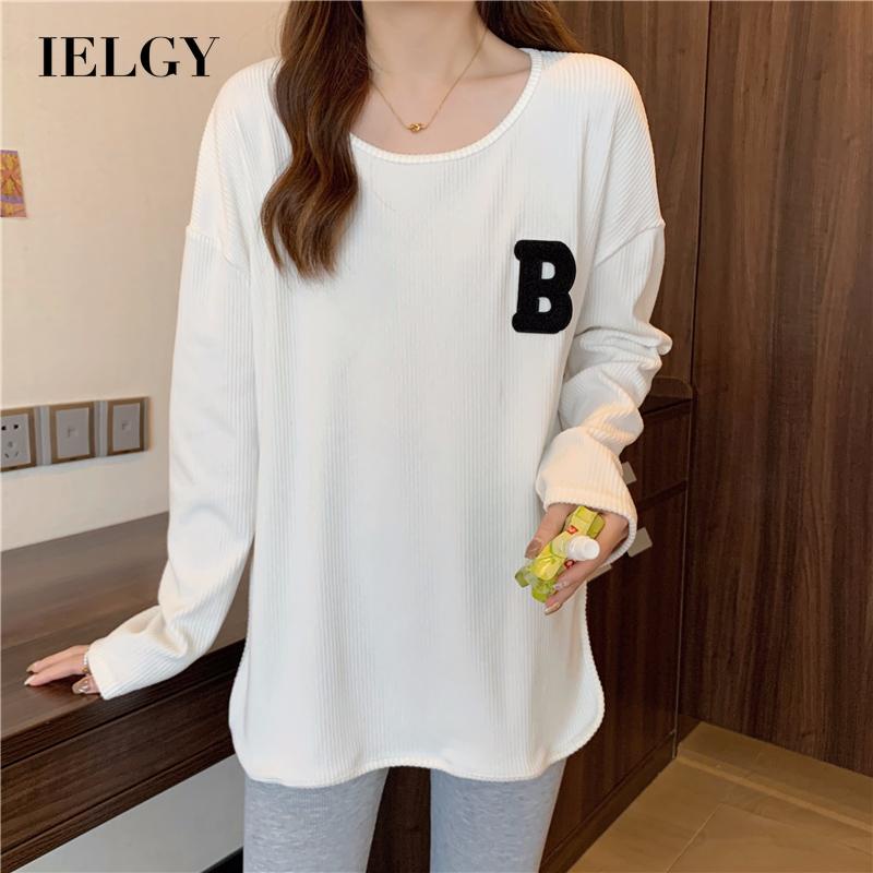 IELGY Áo Thun Tay Dài Dáng Rộng Thời Trang Cho Nữ
