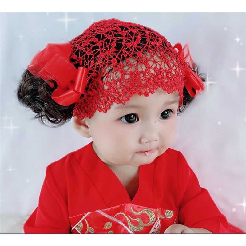 Băng đô búi tóc giả cho bé gái