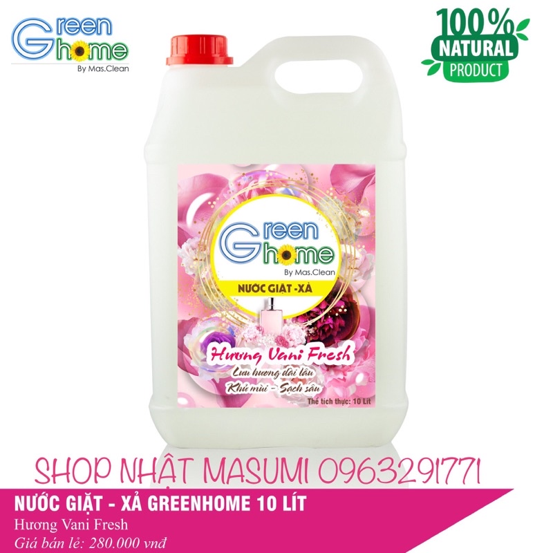 NƯỚC GIẶT – XẢ GREENHOME 10 LÍT