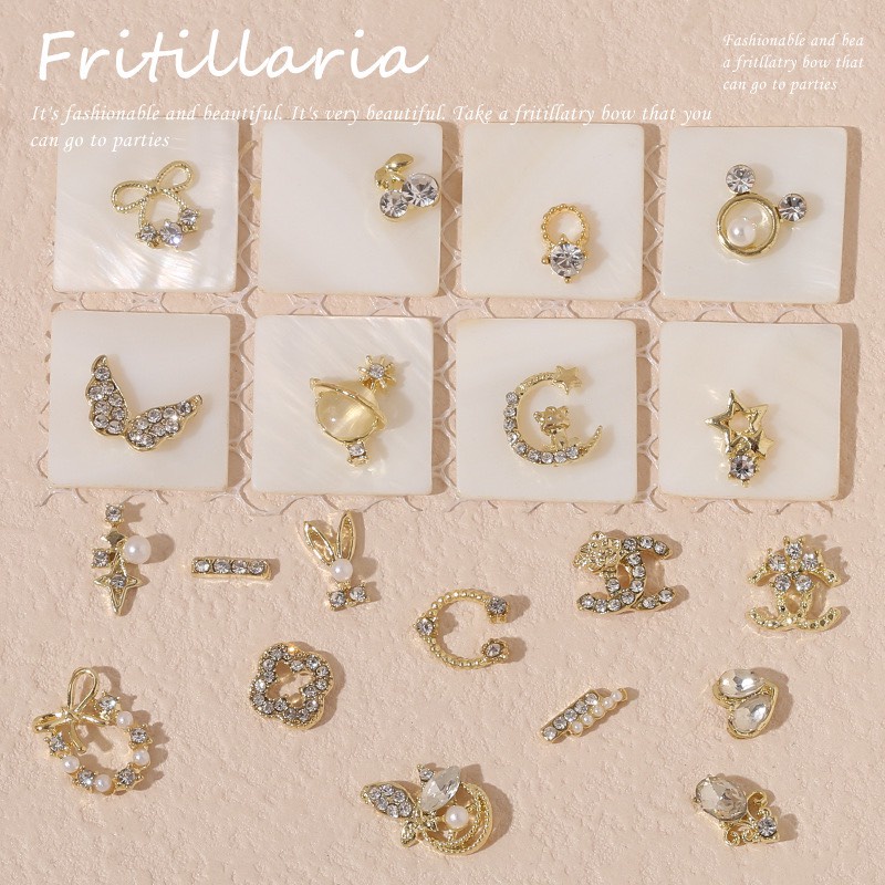 Charm nail cao cấp, charm mặt trăng, đá đa dạng, phụ kiện trang trí móng tay