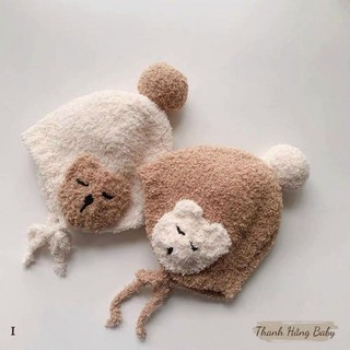 NÓN LEN HÌNH GẤU CỘT DÂY CHO BÉ