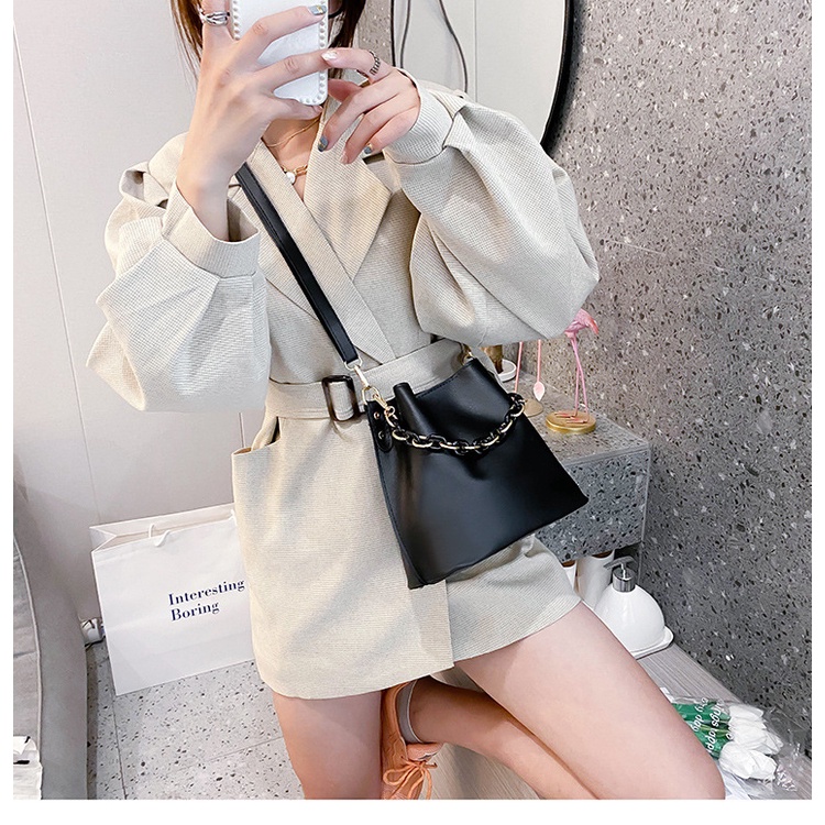 Túi Xách Bucket Phối Dây Xích Đeo Vai Thời Trang Mùa Thu 2022 Cho Nữ