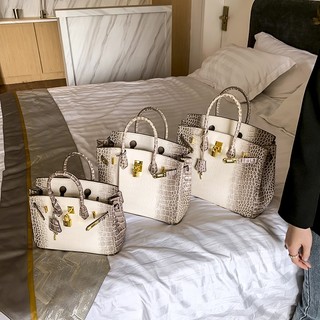 Thời trang mới phù hợp với họa tiết cá sấu túi nữ đeo vai túi nữ dung tích lớn túi birkin
