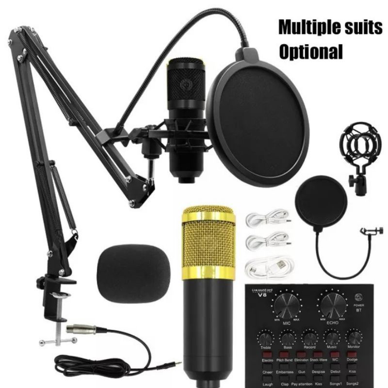 Combo Mic Thu Âm BM800 Giá Kèm Giá Đỡ Và Màng Lọc.