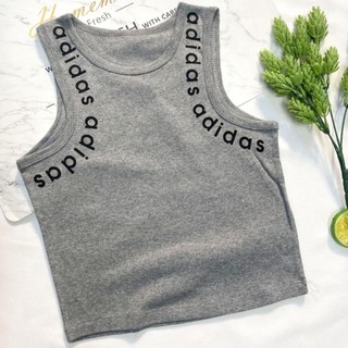 Áo thun croptop nữ sát nách in viền chữ dưới 43kg