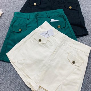 chân váy kaki phối nút 4 màu