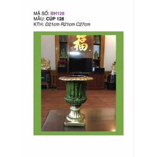Bình hoa composite cúp số 27⚡bao bể vỡ⚡ dáng ly lá cắm hoa lụa, cắm lông công cao 27cm
