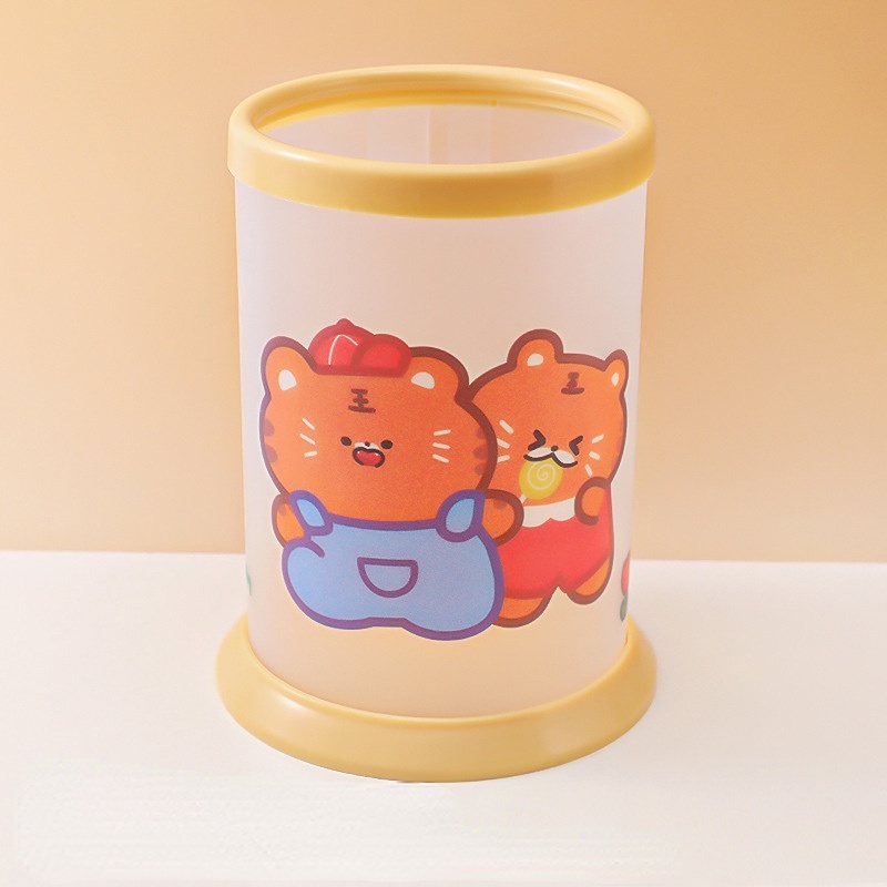 Lọ Đựng Bút Hình Tròn Họa Tiết Hoạt Hình Dễ Thương Có Thể Tháo Rời