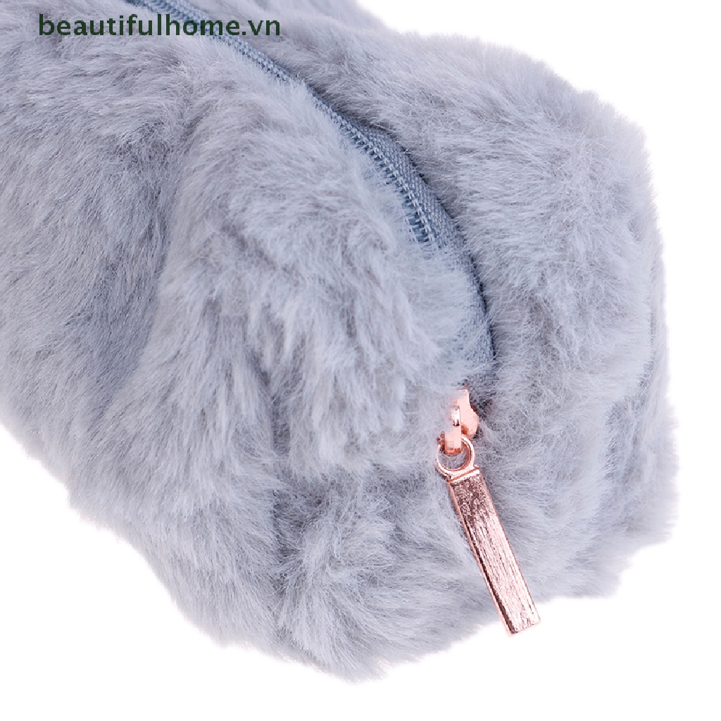 1 Túi Đựng Bút / Đồ Trang Điểm Phủ Lông Xù Dễ Thương Dành Cho Bạn Gái