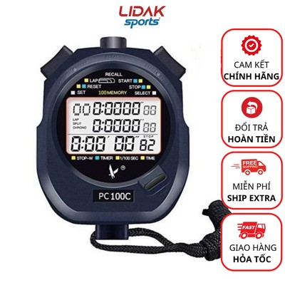 Đồng hồ bấm giây đa năng PC 100, bấm giờ nhớ 100 lap giá rẻ tại LIDAK SPORT