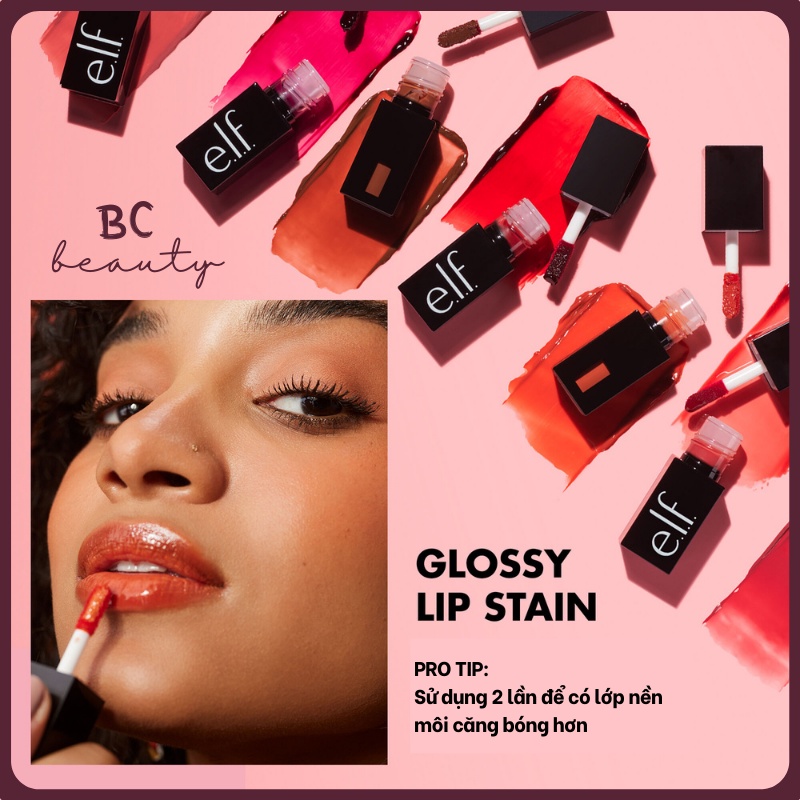Son Bóng Có Màu e.l.f Glossy Lip Stain | Không Lem, Độ Bóng Tự Nhiên, Dưỡng Ẩm, Không Gây Khô Môi