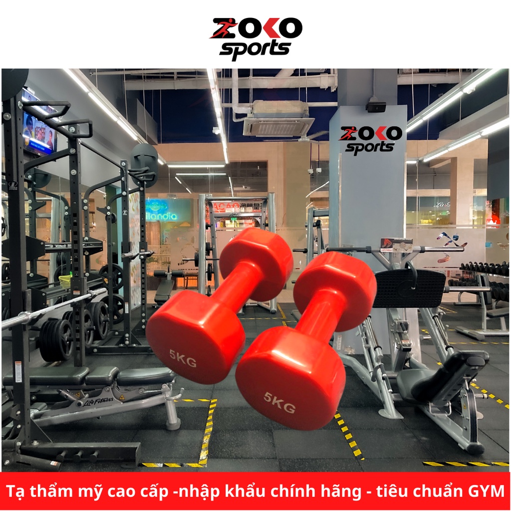 Tạ tay lõi sắt 5kg bọc cao su cao cấp giá rẻ , tạ tập Squat nam nữ tập gym tại nhà - ZOKO SPORT