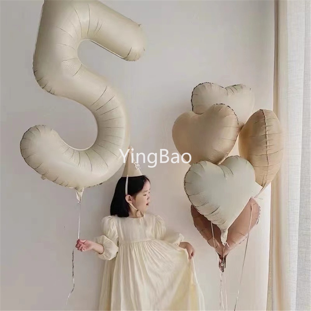 Bong Bóng Số 1-9 32 / 40inch Màu Sắc Kem Caramel Trang Trí Tiệc Sinh Nhật