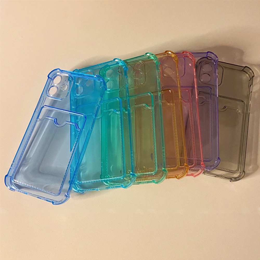 Ốp Điện Thoại TPU Mềm Trong Suốt Chống Sốc Dạng Ví Đựng Thẻ Cho IPhone 14 13 12 11 Pro Max XS XR 8 7 Plus SE