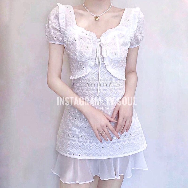 𝐒𝐀𝐋𝐄 𝐔𝐏 𝐓𝐎 𝟓𝟎% ‼️[CÓ SẴN - ẢNH THẬT TV.SOUL] Đầm trắng tiểu thư