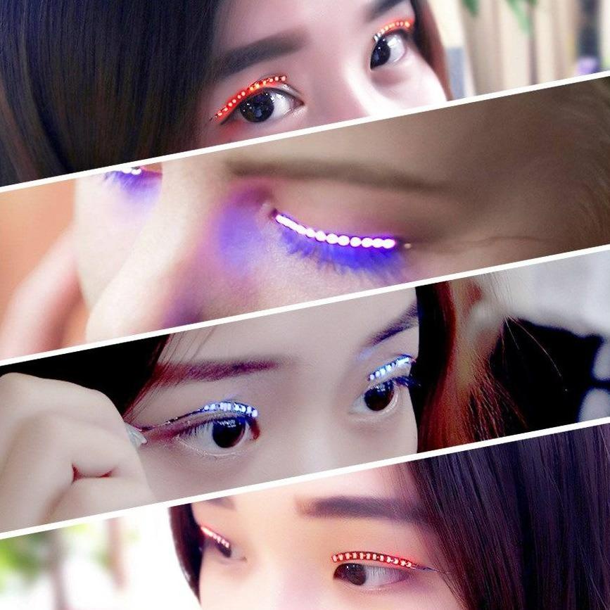 FelinWel - 1 Cặp Lông Mi Giả Chống Nước Có Đèn LED Phát Sáng Cho Dịp Halloween / Giáng Sinh