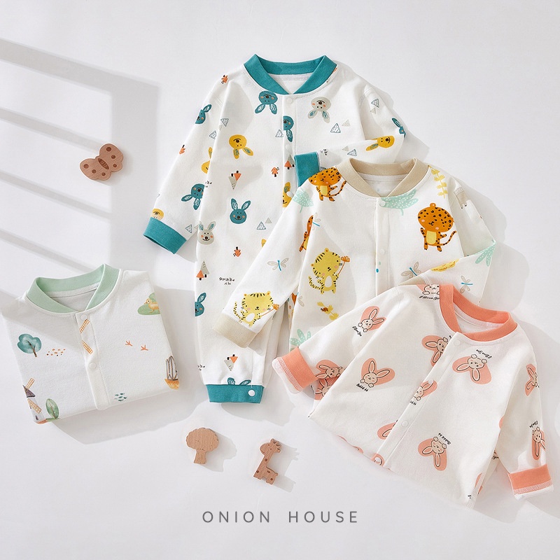 Body ngủ thắt dây cotton tự nhiên bé trai bé gái - cối xay gió