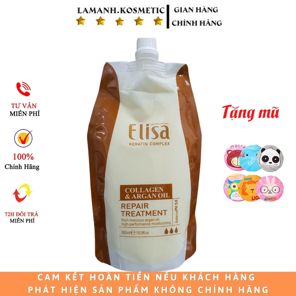 Dầu hấp tóc Gội Xả  ELISA KERATIN COMPLEX 500ml - 800ml phục hồi tóc mềm mượt hương nước hoa