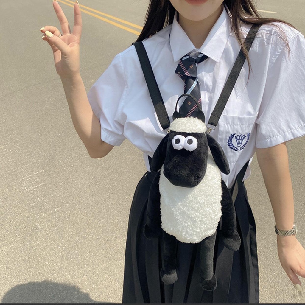 Balo Gấu Bông Hình Con Cừu Hoạt Hình Đáng Yêu - Túi Đeo Con Cừu Xinh Xắn