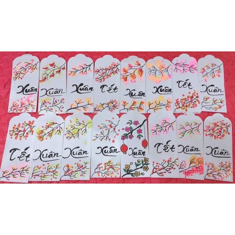 100 phôi lì xì trắng đã dán thành phẩm