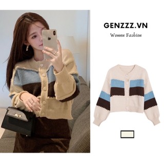 Áo khoác len cardigan, dáng rộng, kẻ sọc, phong cách Hàn Quốc, Ulzzang thích hợp đi chơi, dạo phố dành cho nữ